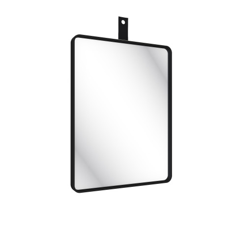Miroir salle de bain 60x80cm suspendu noir mat - avec lanière effet cuir noir - nordik rektangel Aurlane - LAV607