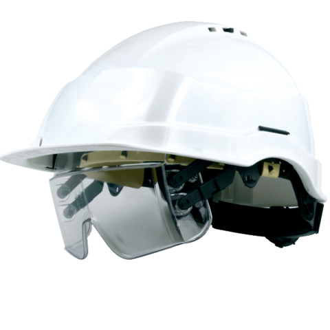 Casque blanc à lunette-masque intégrée sous la visière SINGER - CASIRISBL2