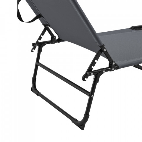 Bain de soleil transat chaise longue pliable avec pare soleil acier pvc polyester 187 cm - Couleur au choix