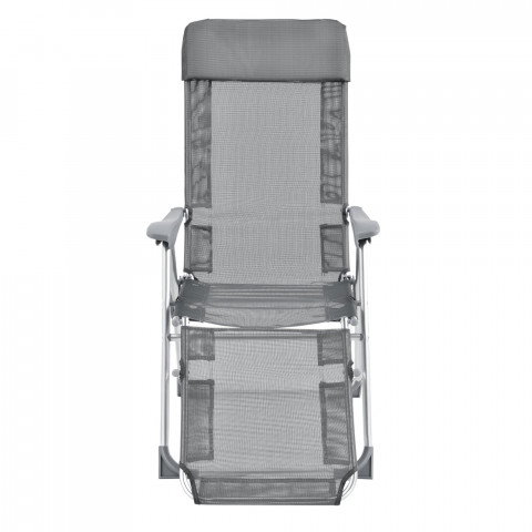 Chaise transat bain de soleil aluminium polyester pvc pliant réglable inclinable 118 cm gris foncé