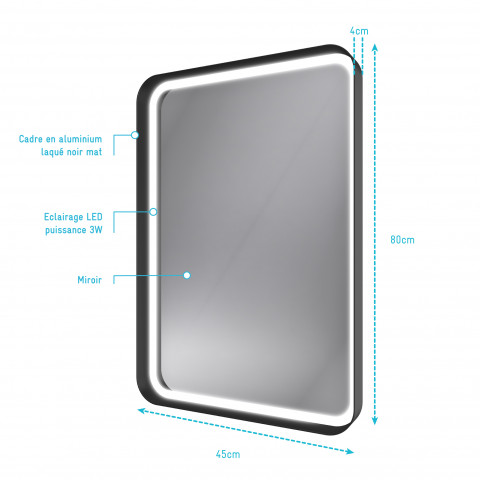 Miroir 80x45 avec led - dotz