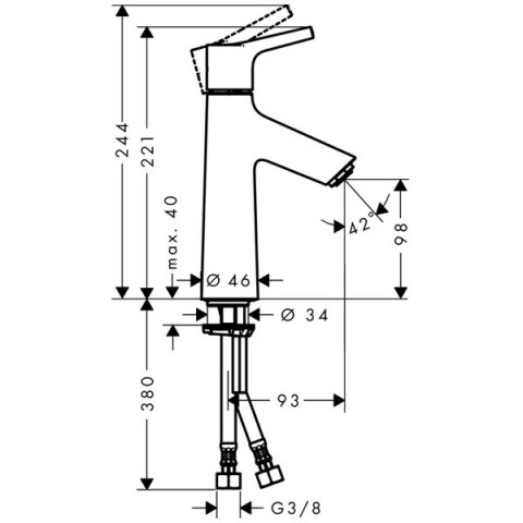 Talis s 100 mitigeur lavabo coolstart sans tirette ni vidage chromé