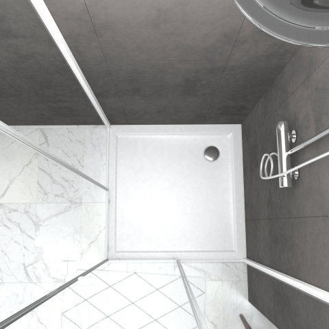 Pack porte de douche coulissante blanc de 78 à 90x185cm + receveur 90x90 - whity slide Aurlane - PACF031