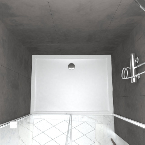 Pack porte de douche coulissante blanc 120x185cm + receveur 90x120 - whity slide Aurlane - PACF037