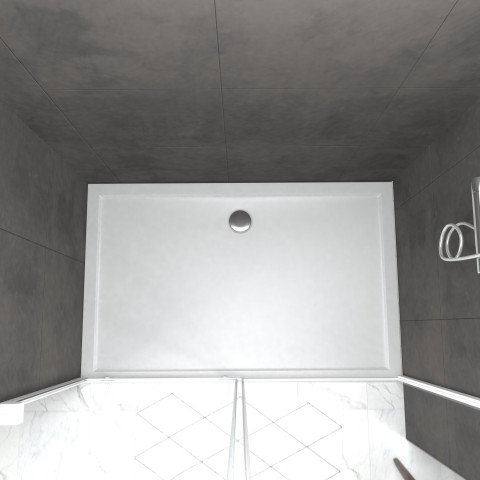 Pack porte de douche coulissante blanc 140x190cm + receveur 80x140 - whity slide