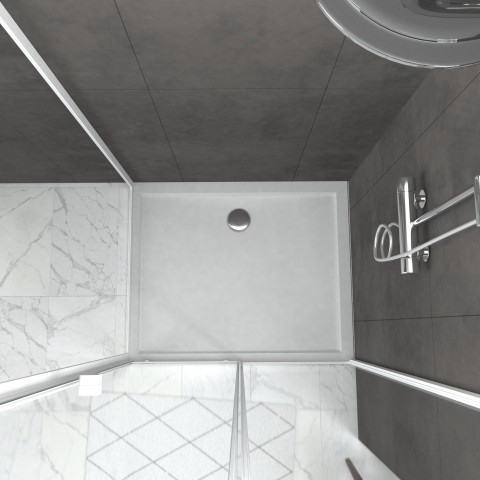Pack porte de douche coulissante blanc 100x185 cm + paroi de retour 80cm + receveur à poser - whity Aurlane - PACF044