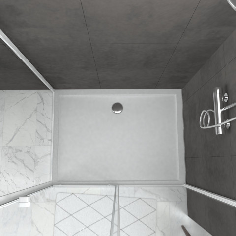 Pack porte de douche coulissante blanc 120x185 cm + paroi de retour 80cm + receveur à poser - whity Aurlane - PACF045