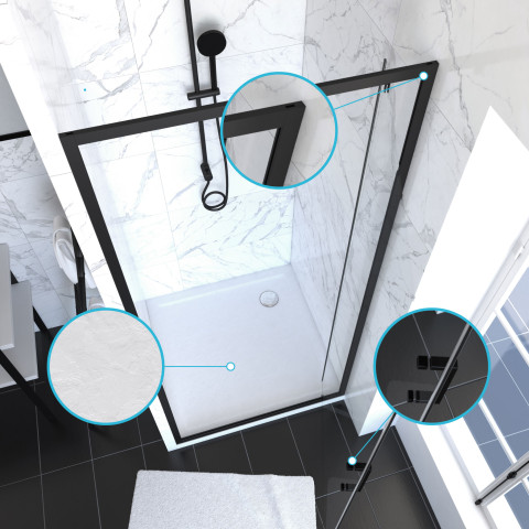 Pack paroi porte de douche pivotante+ receveur a poser - 90x90 pivotante -crush moon pivotante 90x90 Aurlane - PACF054