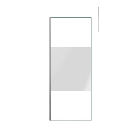 Paroi de douche 80x200cm dépolie - profilé + barre plafond finition chrome - freedom 2 frosted Aurlane - PACF381