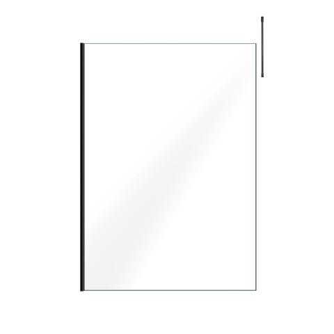 Paroi de douche 140x200cm verre transparent - profilé + barre plafond noire - freedom 2 black
