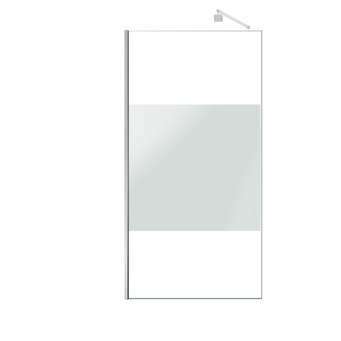 Pack paroi de douche dépolie 100x200cm + barre de fixation extensible - verre 8mm - finition chrome Aurlane - PACF449