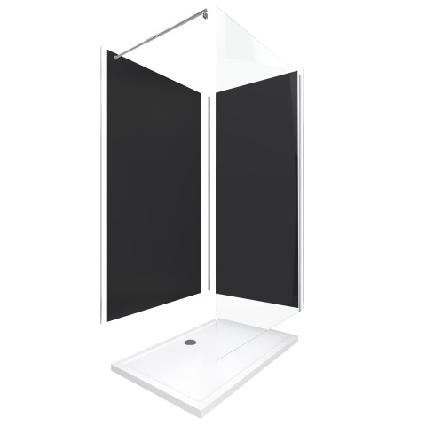 Pack 2 panneaux muraux wall'it noir + receveur whiteness ii 120 + paroi de douche freedom 2 thin transparent 120 + barre de fixation chrome Aurlane - PACP042