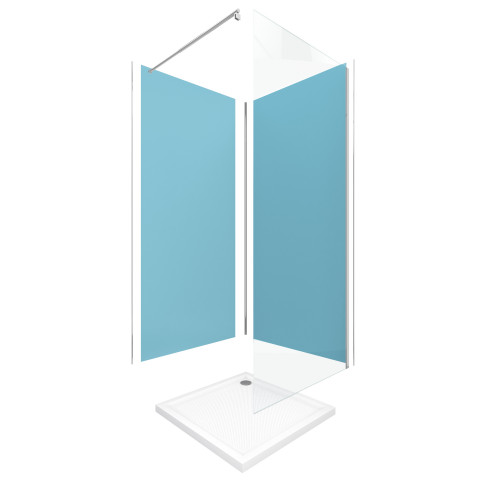 Pack 2 panneaux muraux wall'it bleu + receveur whiteness ii + paroi freedom 2 thin transparent + barre de fixation chrome Aurlane - PACP048