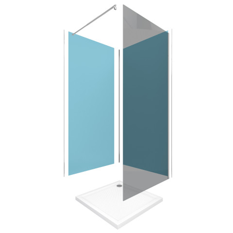 Pack 2 panneaux muraux wall'it bleu + receveur witheness ii + paroi freedom 2 fumée 90 + barre de fixation chrome Aurlane - PACP052
