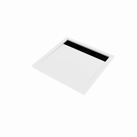 Pack receveur acrylique blanc 80x80 et grille décor aluminium finition noir mat - pack whitness ii