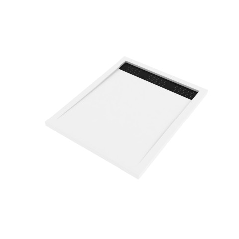 Pack receveur acrylique blanc 100x80 et grille décor aluminium finition noir mat - pack whitness ii