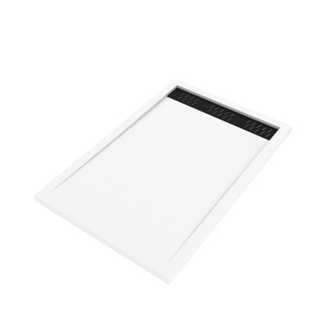 Pack receveur acrylique blanc 120x80 et grille décor aluminium finition noir mat - pack whitness ii