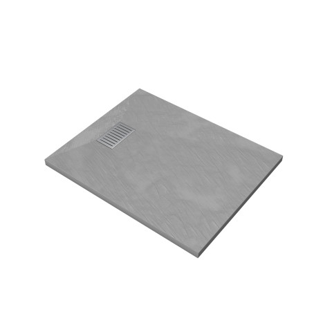 Pack receveur gris effet pierre 100x80 cm et grille décor linéaire en inox - pack rock 2