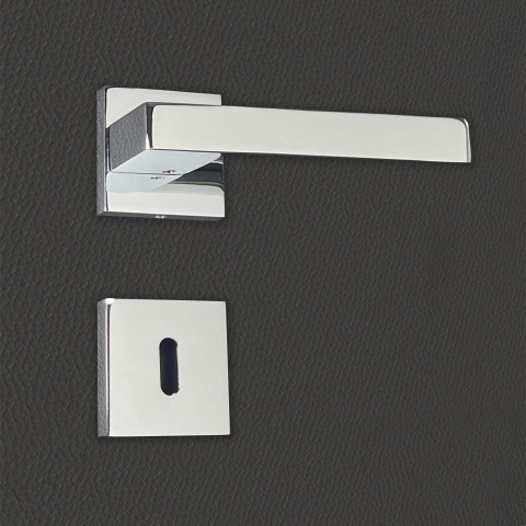 Poignée de porte design à clé finition aspect chrome brillant alda - katchmee