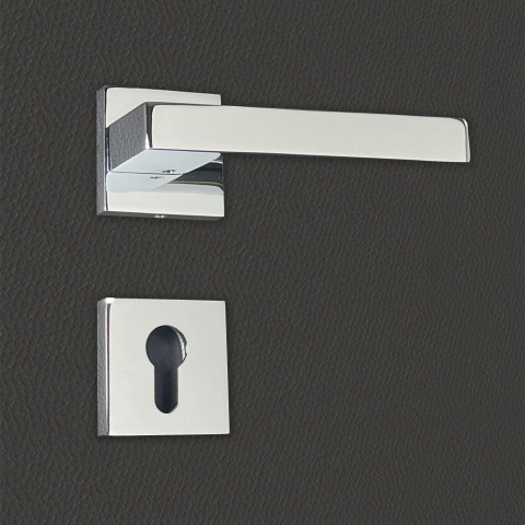 Poignée de porte design à cylindre finition aspect chrome brillant alda - katchmee