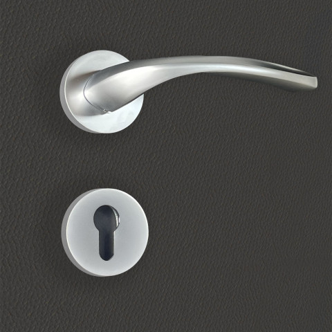 Poignée de porte design à cylindre finition aspect chrome mat flavia - katchmee