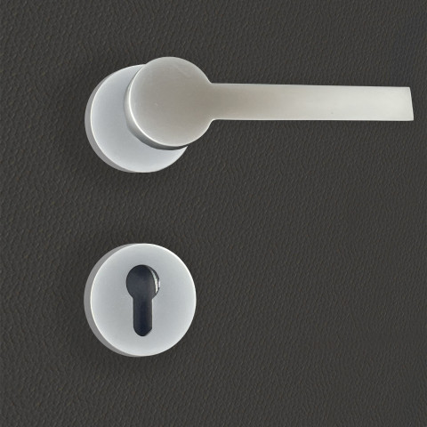 Poignée de porte design à cylindre finition aspect chrome mat marina - katchmee