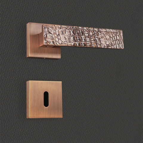 Poignée de porte design à clé finition aspect or brossé bruna - katchmee