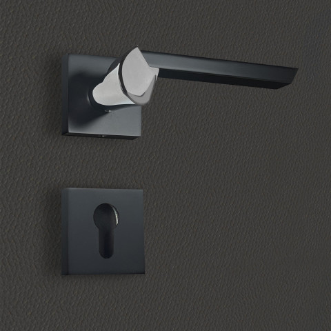 Poignée de porte design à cylindre finition aspect noir et chrome brillant melissa - katchmee