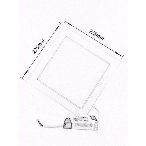 Downlight dalle led extra plate carré alu 18w - couleur eclairage : blanc chaud 2300k - 3500k