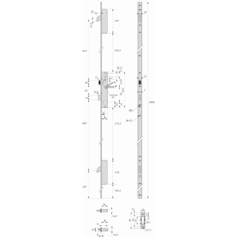 Ser 3 pts tf3 l.45 relevage axe30pene1/2 t perroquet+fourreau u24x6 6570.45.4c