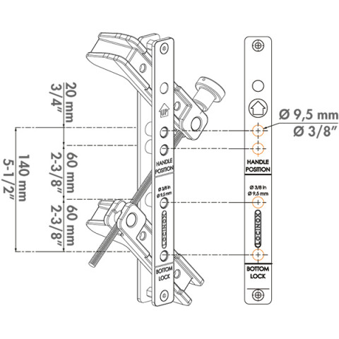 Coffret à outils locinox gabarit de perçage pour serrure et gâche - drillfix