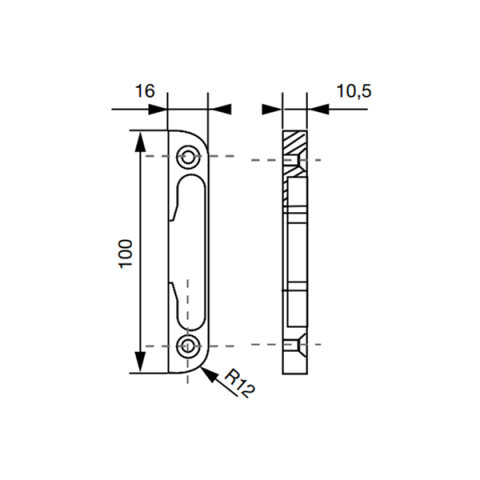 Gâche galet pour série 20000 à défoncer 016HBT16 VACHETTE 1-4984-14 - dans l'axe mèche Ø24 - 16681