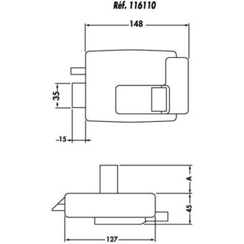 Serrure elect.horizontale a bouton cisa 12v axe 60mm cyl 50mm droite 11611