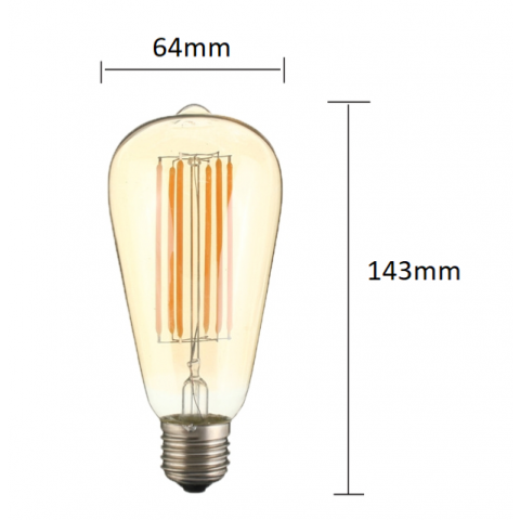 Ampoule led e27 cob filament st64 6w 220v 360 - couleur eclairage au choix