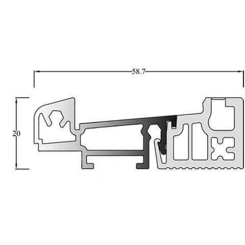 Seuil REH 60RT BILCOCQ - 58.7 x 20 mm - lg 6.03m - REH 60 RT