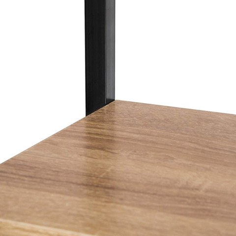 Étagère stand avec étagère en métal & bois chêne noir clair 