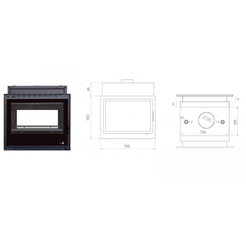 Pack complet insert insert chaudiere double face modele c-570htdf porte battante avec puissance de 21kw marque termofoc + 2x pour insert c-570htdf option cadre 4 cotes acier cadre 4l - dimensions :756x647x40mm (pour 1 face), ref. 31814, tmf31814