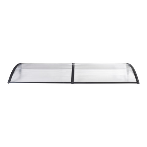 Auvent de porte d'entrée design marquise d'accueil résistante aux intempéries 200 x 100 cm noir transparent helloshop26 03_0006388