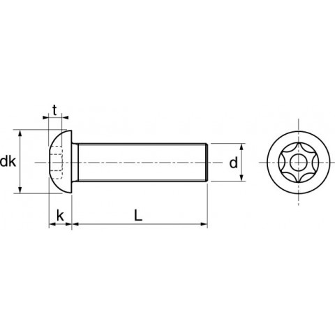 Vis à métaux tête bombée 6 lobes inviolable acton inox a2 7380 - 6x25mm - boite de 100 - 628056x25