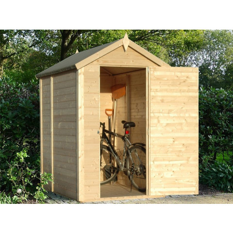 Abri bois BALI - surface : 2.16 m² - 120x180 - épaisseur des murs : 14mm - armoire de jardin - local de stockage - vélo/outils - sans permis travaux