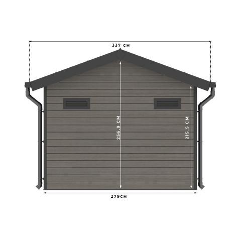 Abri de Jardin Composite BRAGA - 9m2 Gris - Epaisseur des Madriers : 28mm - Cabane Atelier / Abri Velo - Menuiseries en Aluminium