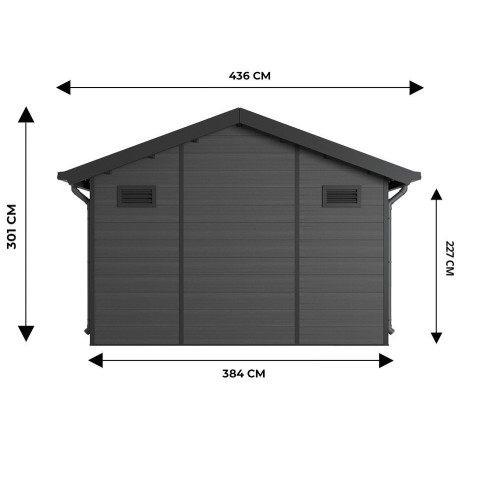 Abri de jardin composite isora - 12m² - epaisseur des madriers : 28mm - cabane atelier / abri velo - menuiseries en aluminium - Couleur au choix