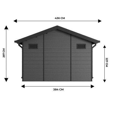 Abri de jardin composite ISORA - 15m² - Epaisseur des madriers : 28mm - cabane atelier / abri velo - menuiseries en aluminium - Couleur au choix