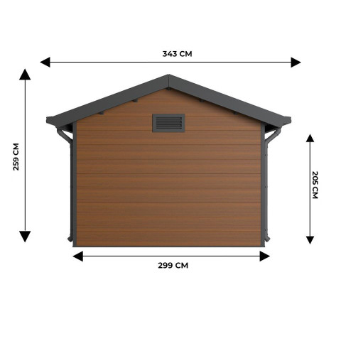 Abri de jardin composite isora - 9m2 - epaisseur des madriers : 28mm - cabane atelier / abri velo - menuiseries en aluminium - Couleur au choix