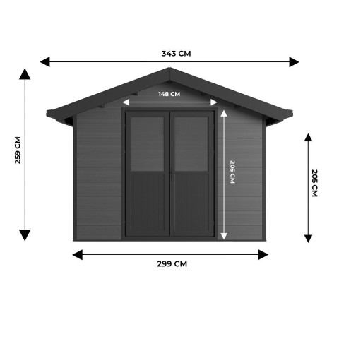 Abri de jardin composite isora - 9m2 - epaisseur des madriers : 28mm - cabane atelier / abri velo - menuiseries en aluminium - Couleur au choix