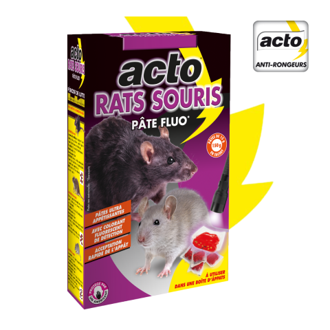 Acto rats-souris anti-rongeurs pâte appât fluo - 150grs