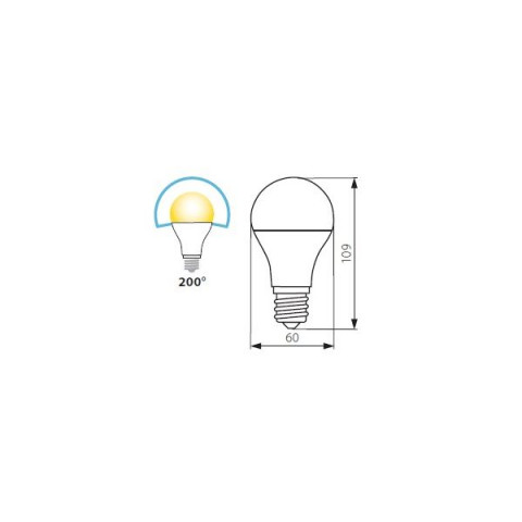 Ampoule led e27 9,5 watt (eq. 60 watt) - couleur - blanc chaud 3000°k