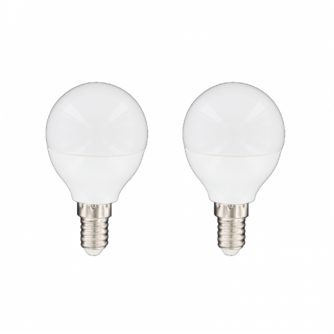 Lot de 2 ampoules led sphériques e14 6w 480 lumens - couleur chaude 3000k - classe énergétique a+