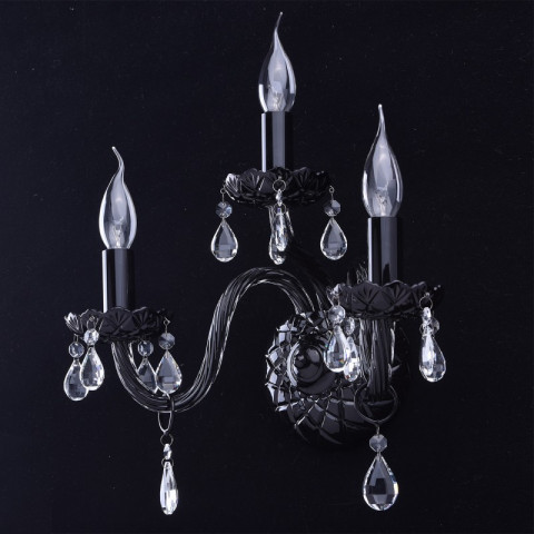 Applique murale noire classic 3 ampoules 22 cm