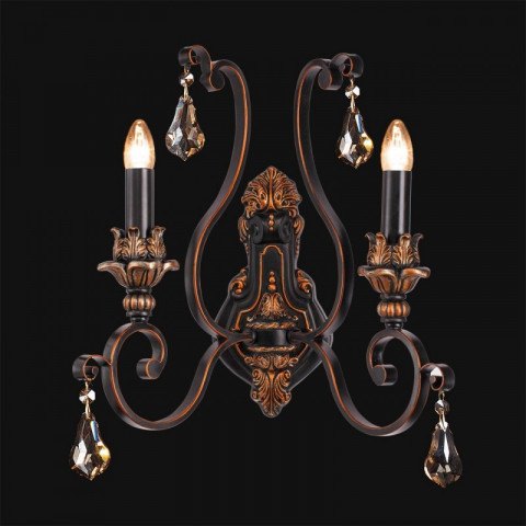 Applique murale noire country 2 ampoules 21 cm